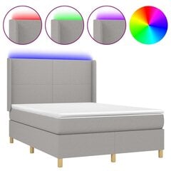 vidaXL atsperu gulta ar matraci, LED, gaiši pelēks audums, 140x190 cm цена и информация | Кровати | 220.lv