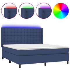 vidaXL atsperu gulta ar matraci, LED, zils audums, 180x200 cm cena un informācija | Gultas | 220.lv