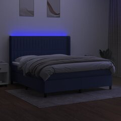 vidaXL atsperu gulta ar matraci, LED, zils audums, 180x200 cm цена и информация | Кровати | 220.lv