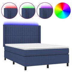 vidaXL atsperu gulta ar matraci, LED, zils audums, 140x200 cm цена и информация | Кровати | 220.lv