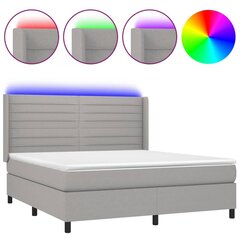 vidaXL atsperu gulta ar matraci, LED, gaiši pelēks audums, 160x200 cm цена и информация | Кровати | 220.lv