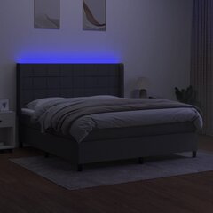 vidaXL atsperu gulta ar matraci, LED, tumši pelēks audums, 180x200 cm цена и информация | Кровати | 220.lv