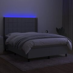vidaXL atsperu gulta ar matraci, LED, gaiši pelēks audums, 140x190 cm cena un informācija | Gultas | 220.lv