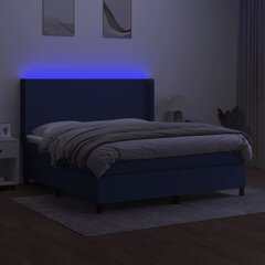 vidaXL Кровать с пружинами и матрасом, синяя, 180х200 см, ткань цена и информация | Кровати | 220.lv