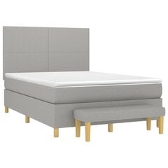 vidaXL atsperu gulta ar matraci, gaiši pelēka audums, 140x190 cm цена и информация | Кровати | 220.lv