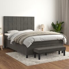 vidaXL atsperu gulta ar matraci, tumši pelēks samts, 140x190 cm цена и информация | Кровати | 220.lv