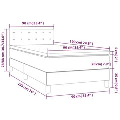 vidaXL atsperu gulta ar matraci, krēmkrāsas, 90x190 cm, audums cena un informācija | Gultas | 220.lv