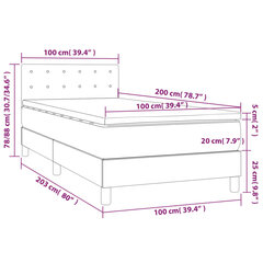 vidaXL atsperu gultas rāmis ar matraci, zils, 100x200 cm, audums цена и информация | Кровати | 220.lv