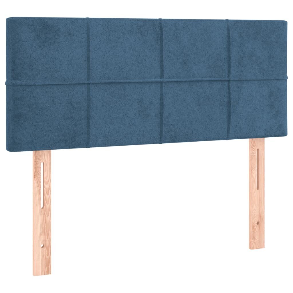 vidaXL atsperu gulta ar matraci, tumši zils samts, 100x200 cm cena un informācija | Gultas | 220.lv