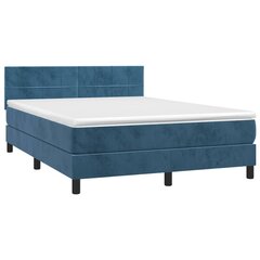 vidaXL atsperu gulta ar matraci, tumši zils samts, 140x200 cm цена и информация | Кровати | 220.lv