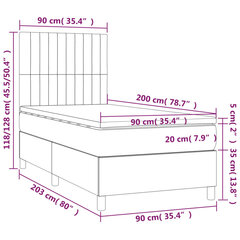 vidaXL atsperu gultas rāmis ar matraci, krēmkrāsas, 90x200 cm, audums cena un informācija | Gultas | 220.lv