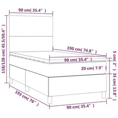 vidaXL atsperu gulta ar matraci, krēmkrāsas, 90x190 cm, audums cena un informācija | Gultas | 220.lv