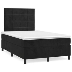 vidaXL atsperu gulta ar matraci, melna samts, 120x200 cm cena un informācija | Gultas | 220.lv