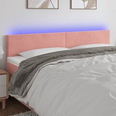 vidaXL gultas galvgalis ar LED, 200x5x78/88 cm, rozā samts цена и информация | Кровати | 220.lv