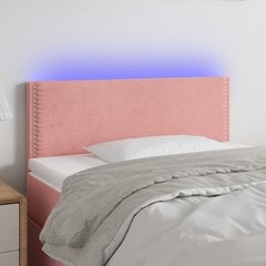 vidaXL gultas galvgalis ar LED, 90x5x78/88 cm, rozā samts cena un informācija | Gultas | 220.lv