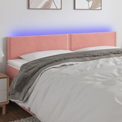 vidaXL gultas galvgalis ar LED, 180x5x78/88 cm, rozā samts cena un informācija | Gultas | 220.lv