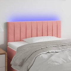 vidaXL gultas galvgalis ar LED, 90x5x78/88 cm, rozā samts cena un informācija | Gultas | 220.lv