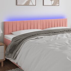 vidaXL gultas galvgalis ar LED, 160x5x78/88 cm, rozā samts cena un informācija | Gultas | 220.lv