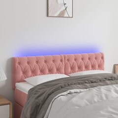 vidaXL gultas galvgalis ar LED, 160x7x78/88 cm, rozā samts cena un informācija | Gultas | 220.lv