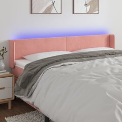 Изголовье со светодиодом, розовое, 163x16x78/88 см, бархат цена и информация | Кровати | 220.lv