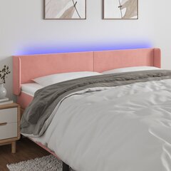 vidaXL gultas galvgalis ar LED, 203x16x78/88 cm, rozā samts cena un informācija | Gultas | 220.lv