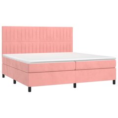 vidaXL atsperu gulta ar matraci, LED, rozā samts, 200x200 cm cena un informācija | Gultas | 220.lv