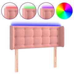 vidaXL gultas galvgalis ar LED, 83x16x78/88 cm, rozā samts cena un informācija | Gultas | 220.lv