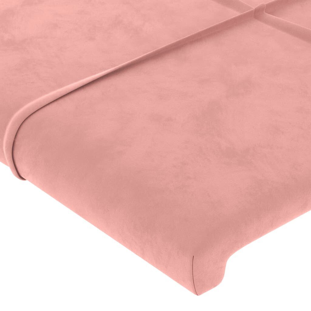 vidaXL gultas galvgalis ar LED, 147x16x118/128 cm, rozā samts cena un informācija | Gultas | 220.lv
