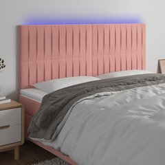 vidaXL gultas galvgalis ar LED, 180x5x118/128 cm, rozā samts цена и информация | Кровати | 220.lv