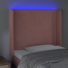 vidaXL gultas galvgalis ar LED, 93x16x118/128 cm, rozā samts cena un informācija | Gultas | 220.lv