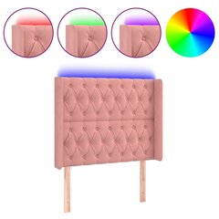 vidaXL gultas galvgalis ar LED, 103x16x118/128 cm, rozā samts cena un informācija | Gultas | 220.lv
