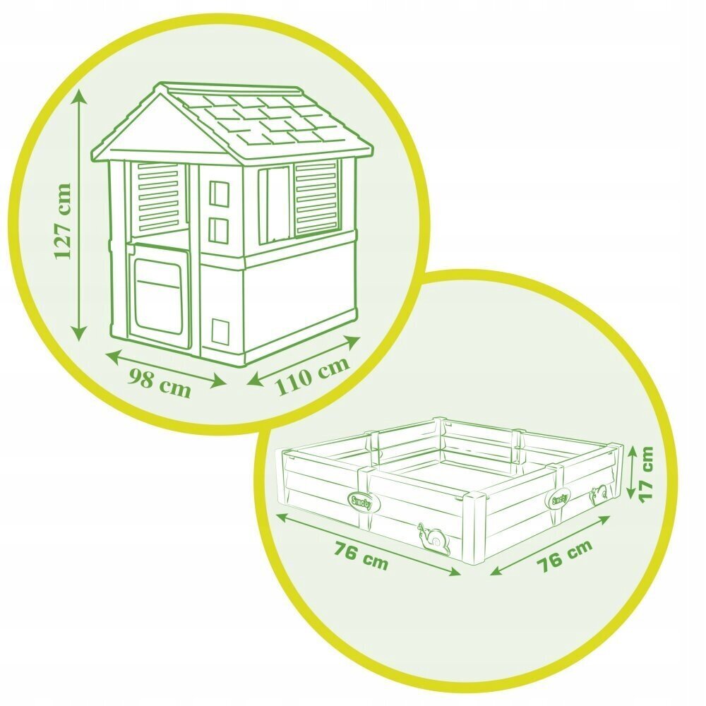 Smoby Dārza rotaļu namiņš ar smilšu kastes 810728 цена и информация | Bērnu rotaļu laukumi, mājiņas | 220.lv