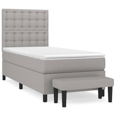 vidaXL atsperu gulta ar matraci, gaiši pelēks, 90x200 cm, audums cena un informācija | Gultas | 220.lv