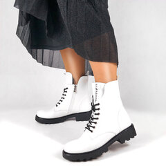 Белые женские ботинки на шнуровке цена и информация | Женские сапоги | 220.lv