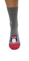 Женские хлопковые носки с дизайном "Рождественские пингвины", тёмно серые цена и информация | Женские носки | 220.lv