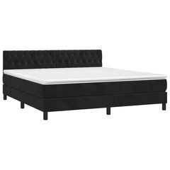 vidaXL atsperu gulta ar matraci, melna samts, 180x200 cm cena un informācija | Gultas | 220.lv