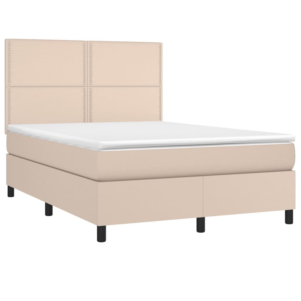 vidaXL atsperu gulta ar matraci, LED, kapučīno, 140x200 cm цена и информация | Gultas | 220.lv