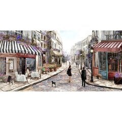 Eļļas glezna 50x100cm, ielas kafejnīca цена и информация | Картины | 220.lv