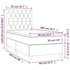 vidaXL atsperu gultas rāmis ar matraci, melna, 80x200 cm, audums цена и информация | Кровати | 220.lv