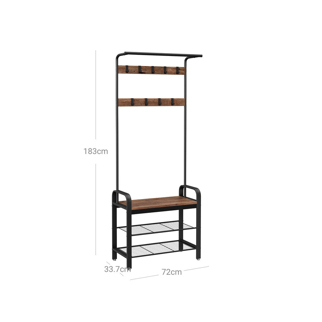 Mēteļu pakaramais un apavu sols HSR040B03, brūns/melns cena un informācija | Drēbju pakaramie | 220.lv