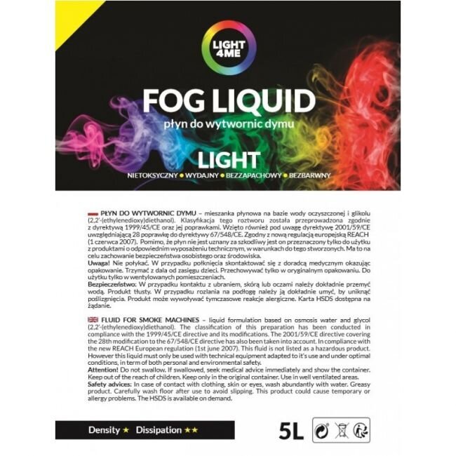 LIGHT4ME šķidrums dūmiem, miglai, gaismai, 5L cena un informācija | Svētku dekorācijas | 220.lv