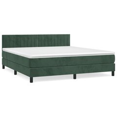 vidaXL atsperu gulta ar matraci, tumši zaļš samts, 160x200 cm цена и информация | Кровати | 220.lv