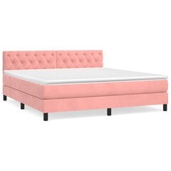 vidaXL atsperu gulta ar matraci, rozā samts, 160x200 cm цена и информация | Кровати | 220.lv