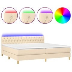 vidaXL atsperu gulta ar matraci, LED, krēmkrāsas audums, 200x200 cm cena un informācija | Gultas | 220.lv
