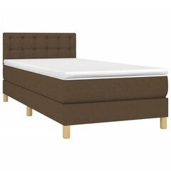vidaXL atsperu gulta ar matraci, LED, tumši brūns audums, 100x200 cm цена и информация | Кровати | 220.lv