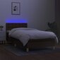 vidaXL atsperu gulta ar matraci, LED, tumši brūns audums, 100x200 cm cena un informācija | Gultas | 220.lv