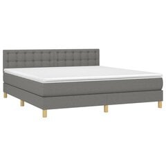 vidaXL atsperu gulta ar matraci, LED, tumši pelēks audums, 160x200 cm cena un informācija | Gultas | 220.lv