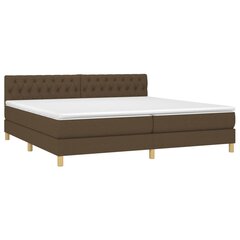 vidaXL atsperu gulta ar matraci, LED, tumši brūns audums, 200x200 cm cena un informācija | Gultas | 220.lv