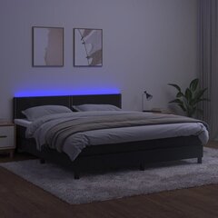 vidaXL atsperu gulta ar matraci, LED, melns samts, 180x200 cm цена и информация | Кровати | 220.lv