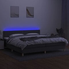 vidaXL atsperu gulta ar matraci, LED, tumši pelēka audums, 200x200 cm цена и информация | Кровати | 220.lv
